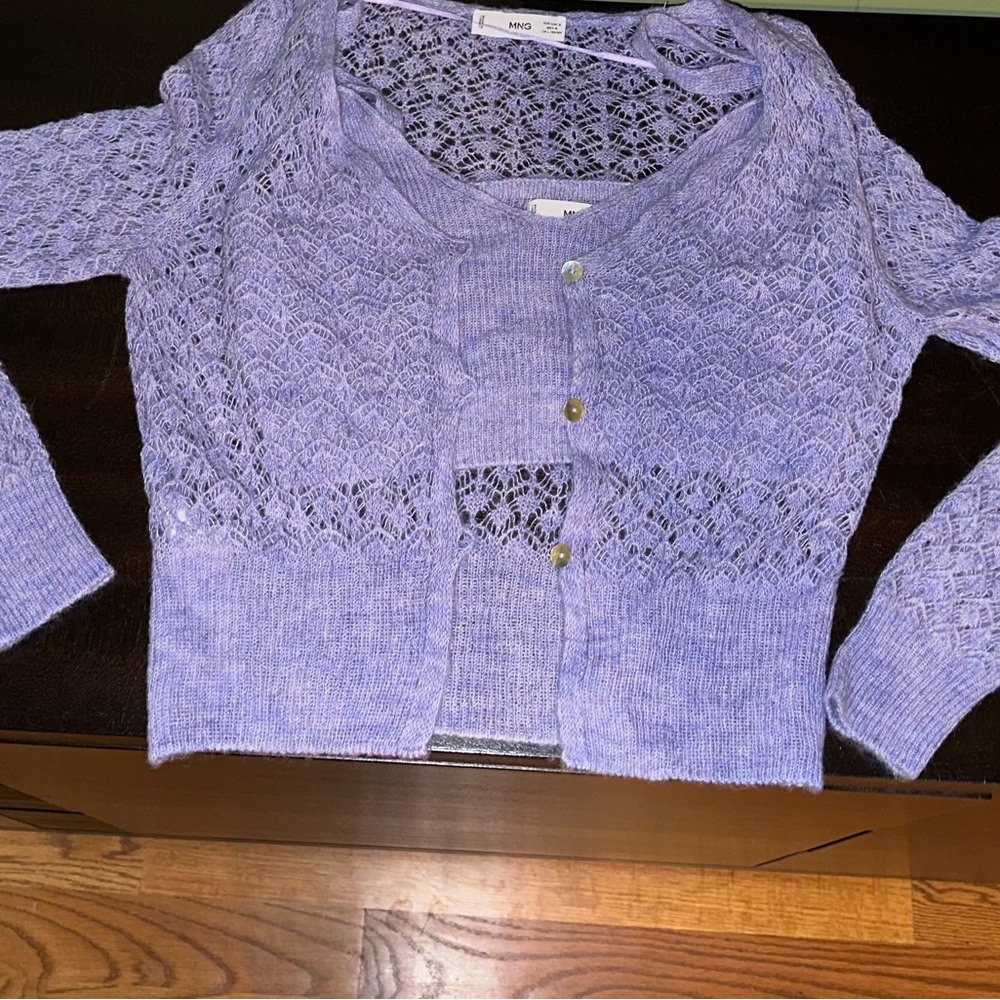 Mango lacy knit cropped cardigan and crop top set